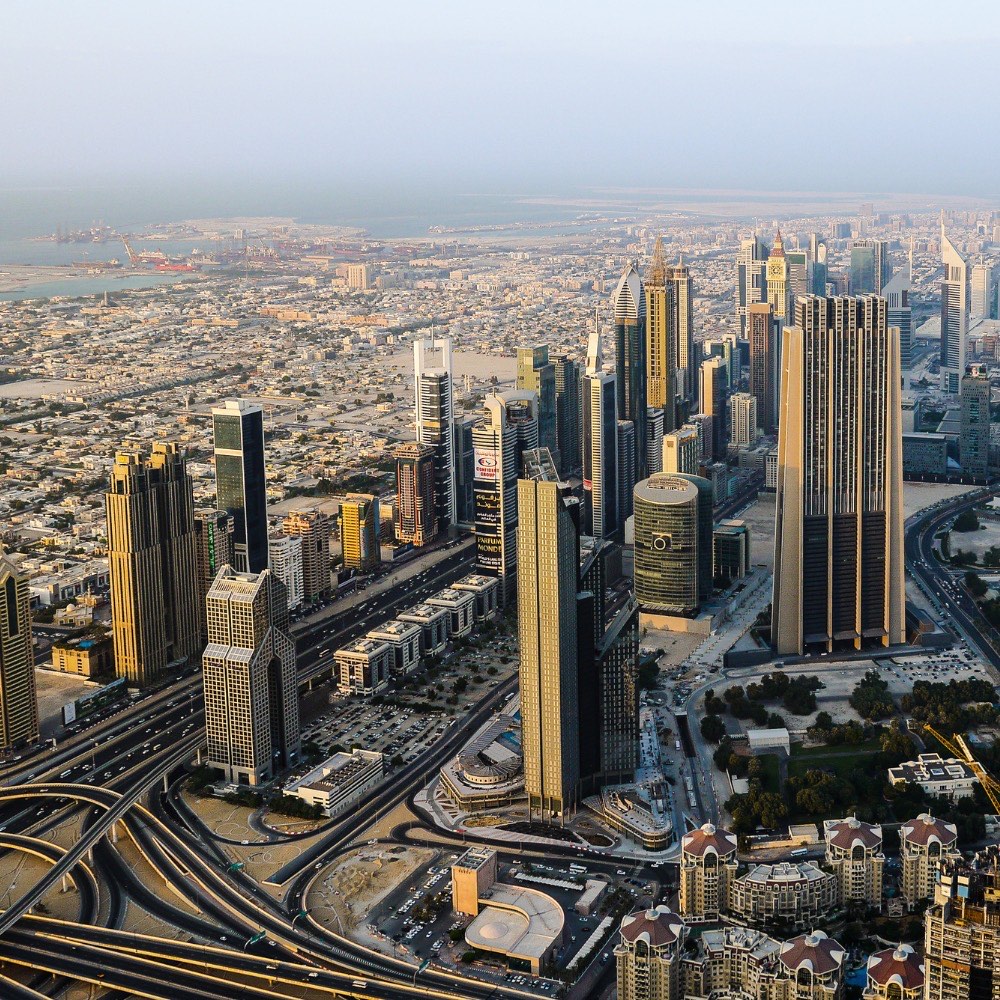 Dubai South aerial view near Al Maktoum Airport